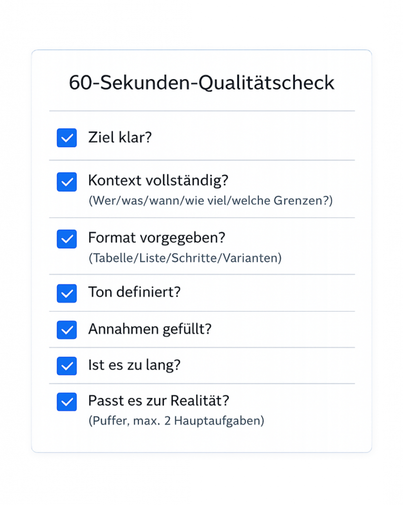 60-Sekunden-Qualitätscheck für bessere KI-Ergebnisse